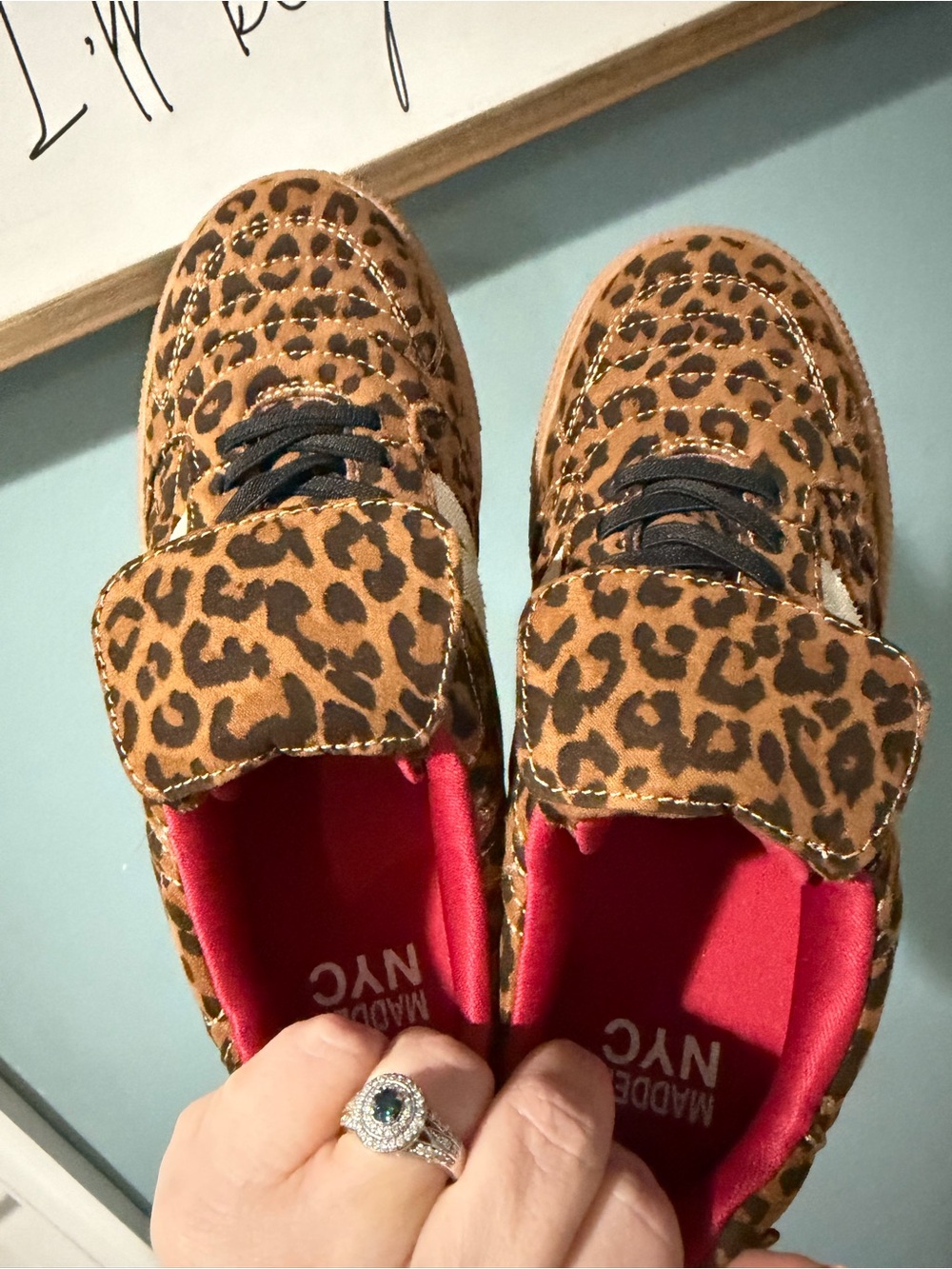 Kids Leopard Print Sneakers - Brown with Red Lining